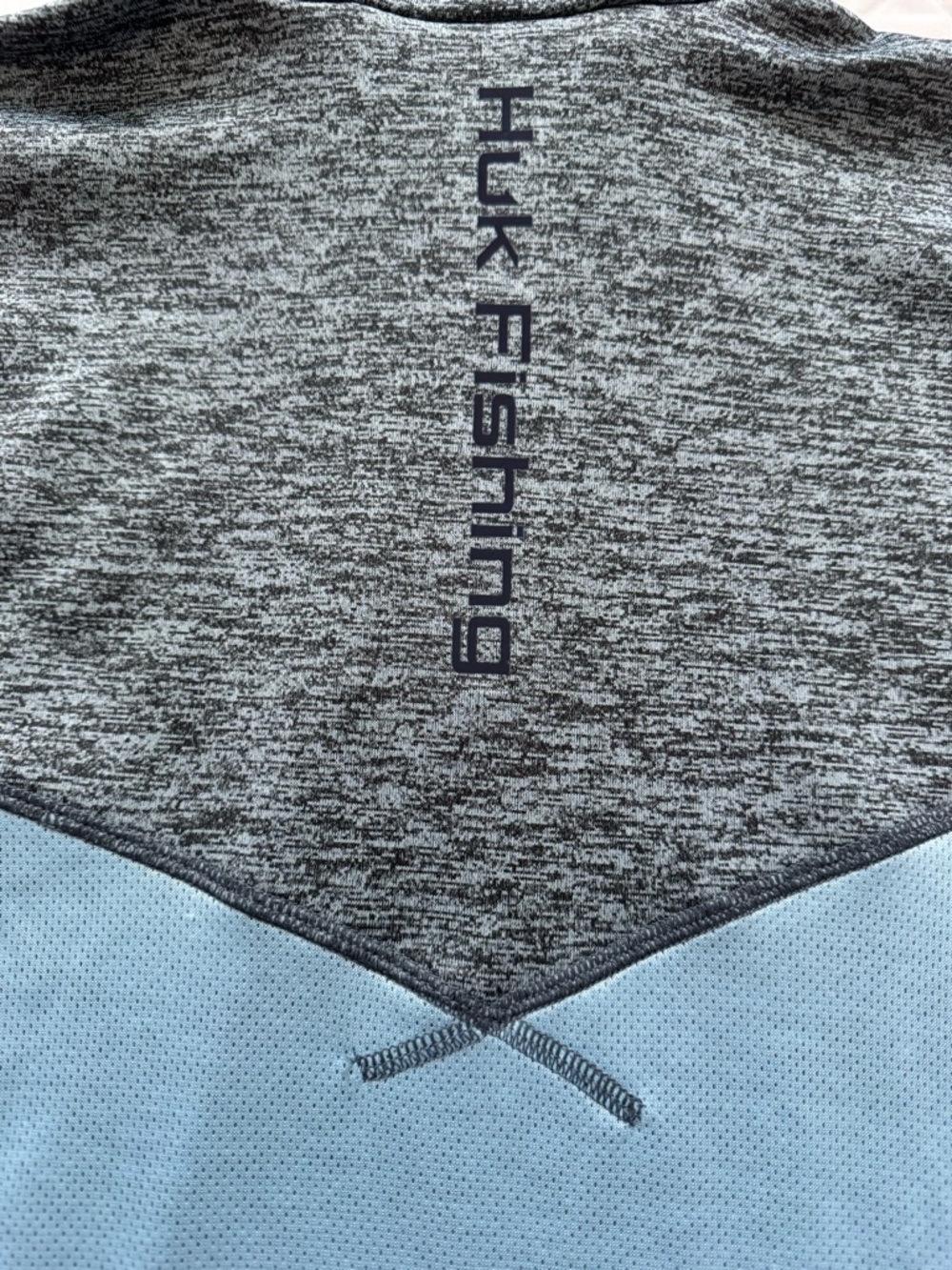 Huk Coldfront Icon X Long Sleeve Hoodie Baltic Sea Heather Fishing Size S - Picture 16 of 16
